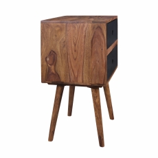 Noční stolek se zásuvkami Repa, 67 cm, masiv Sheesham, černá - 4
