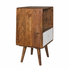 Noční stolek se zásuvkou Repa, 70 cm, masiv Sheesham, bílá - 4
