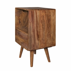 Noční stolek se zásuvkou Repa, 70 cm, masiv Sheesham, černá - 5