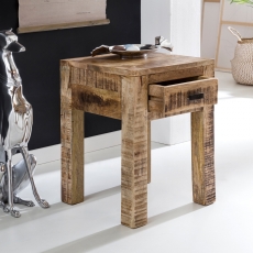 Noční stolek se zásuvkou Rustica, 40 cm, mangové dřevo - 4