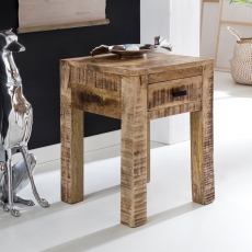 Noční stolek se zásuvkou Rustica, 40 cm, mangové dřevo - 2