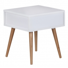 Noční stolek se zásuvkou Scanio, 46 cm, bílá/dub - 7