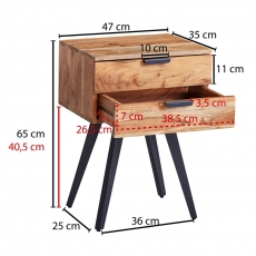 Nočný stolík Amod, 65 cm, masív agát - 3