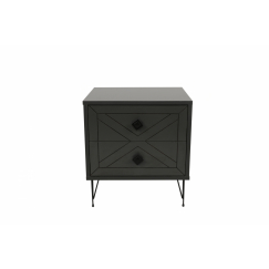 Nočný stolík Bodie, 74 cm, biela / orech