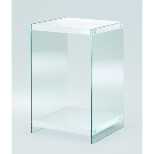 Nočný stolík Gero, 55 cm, biela / číra - 1