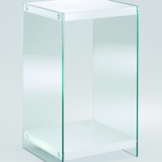 Nočný stolík Gero, 74 cm, biela / číra - 1