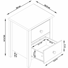 Nočný stolík Hellen, 64 cm, prírodné drevo - 5