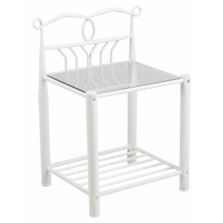 Nočný stolík Line, 66 cm, sklo, biela