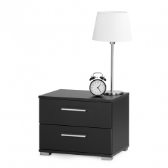 Nočný stolík s 2 zásuvkami Nora, 35 cm, čierna