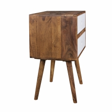 Nočný stolík so zásuvkami Repa, 67 cm, masív Sheesham, biela - 4