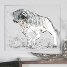 Obraz Býk s hliníkovou aplikáciou, 80x100 cm, olej na plátne - 2