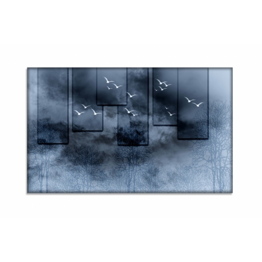 Obraz Čajky v čiernej, 90x50 cm - 1