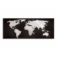 Obraz Černobílá mapa světa, 150x60 cm