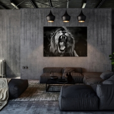 Obraz Černobílý královský lev, 120x80 cm - 1