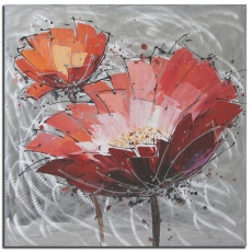 Obraz Červený květ, 100 cm, olej na plátně - 2