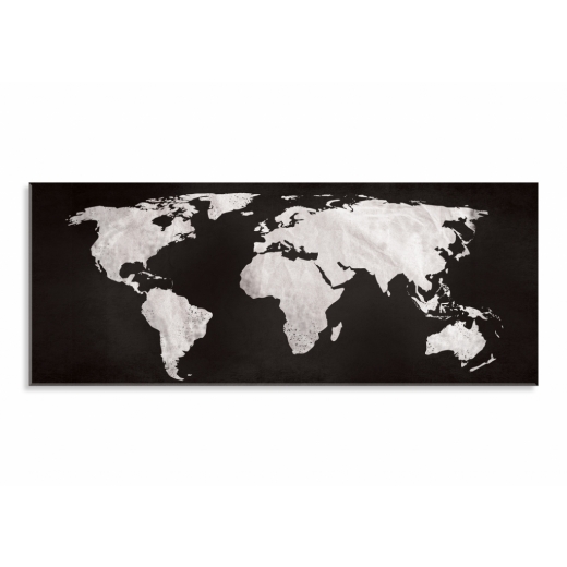 Obraz Čiernobiela mapa sveta, 150x60 cm - 1