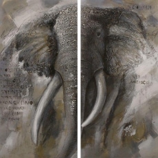 Obraz Elephant, olej na plátně, sada 2 ks - 1