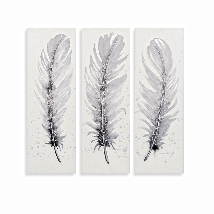 Obraz Feather 90 cm, olej na plátně, sada 3 ks