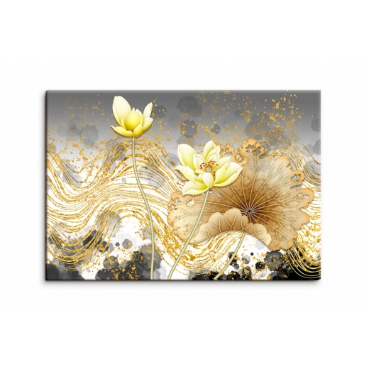 Obraz Kvety v zlatých ťahoch, 150x100 cm - 1