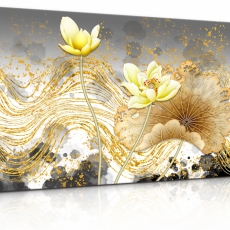 Obraz Kvety v zlatých ťahoch, 90x60 cm - 3