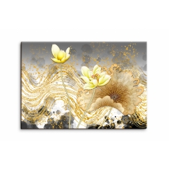 Obraz Květy ve zlatých tazích, 120x80 cm