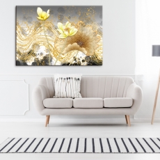 Obraz Květy ve zlatých tazích, 150x100 cm - 2