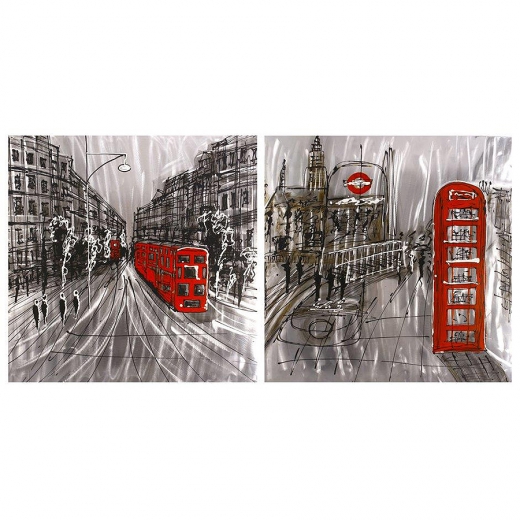 Obraz London, olej na plátne, 2 ks - 1