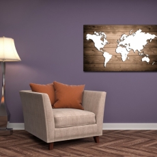 Obraz Mapa světa na dřevu, 120x80 cm - 2