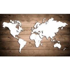 Obraz Mapa světa na dřevu, 120x80 cm