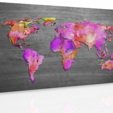 Obraz Mapa sveta ružová, 120x80 cm - 3