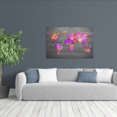 Obraz Mapa sveta ružová, 120x80 cm - 2