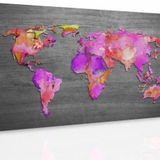 Obraz Mapa světa růžová, 90x60 cm - 3