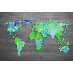 Obraz Mapa světa zelená, 120x80 cm