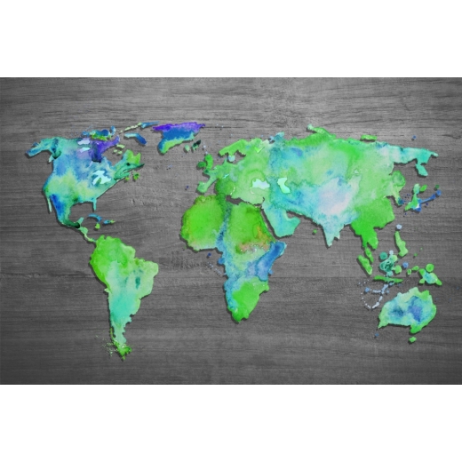 Obraz Mapa sveta zelená, 90x60 cm - 1