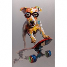 Obraz Pes na skateboardu, 60x120 cm, olej na plátně - 2