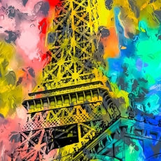 Obraz reprodukce Eiffelova věž, 100x100 cm - 2