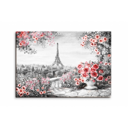 Obraz reprodukce Paříž s růžemi, 90x60 cm - 1
