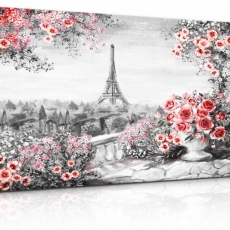 Obraz reprodukce Paříž s růžemi, 90x60 cm - 3