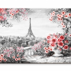 Obraz reprodukce Paříž s růžemi, 90x60 cm - 1