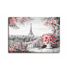 Obraz reprodukcia Paríž s ružami, 150x100 cm