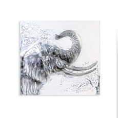 Obraz Slon s hliníkovou aplikáciou, 100x100 cm, olej na plátne - 1
