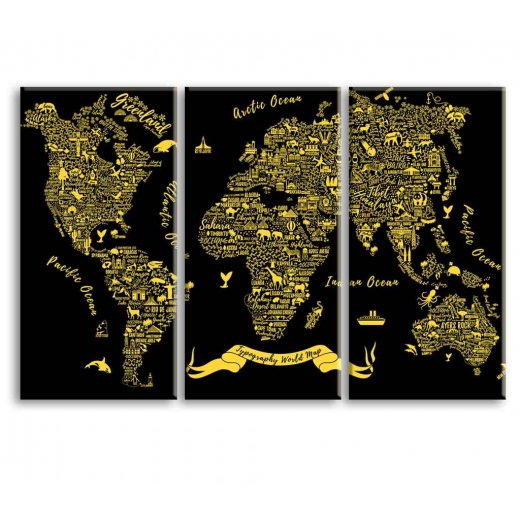 Obraz Typografická mapa světa, 120x80 cm - 1