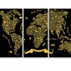 Obraz Typografická mapa světa, 120x80 cm - 1