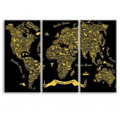 Obraz Typografická mapa světa, 120x80 cm