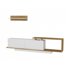 Obývací stěna Asos, 180 cm, bílá / ořech