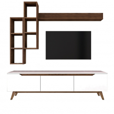 Obývací stěna Galio, 180 cm, bílá / ořech - 7