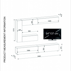 Obývací stěna Gizmo, 240 cm, bílá - 4