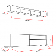 Obývacia stena Arya, 180 cm, biela / dub - 4