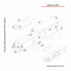 Obývacia stena Asos, 180 cm, biela / orech - 4