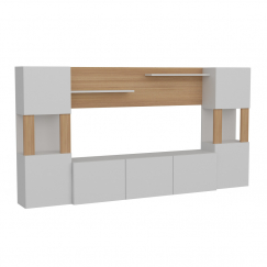 Obývacia stena Lore, 160 cm, biela / dub